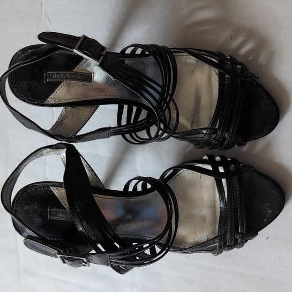 Daisy Fuentes Black Strappy Heels Sz 5 - Picture 1 of 5
